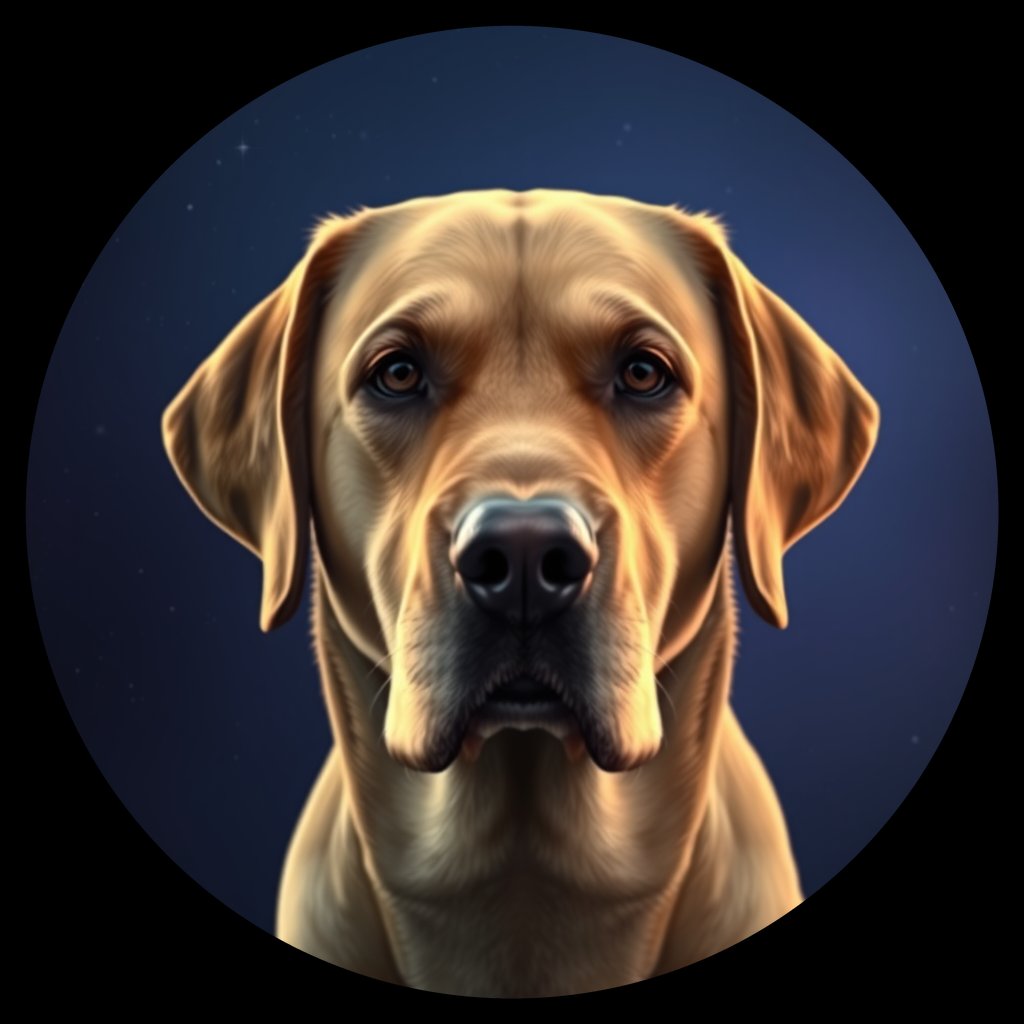 Cosmic medallion portrait of PFZ4D06_PFZ4D06, a Labrador Retriever