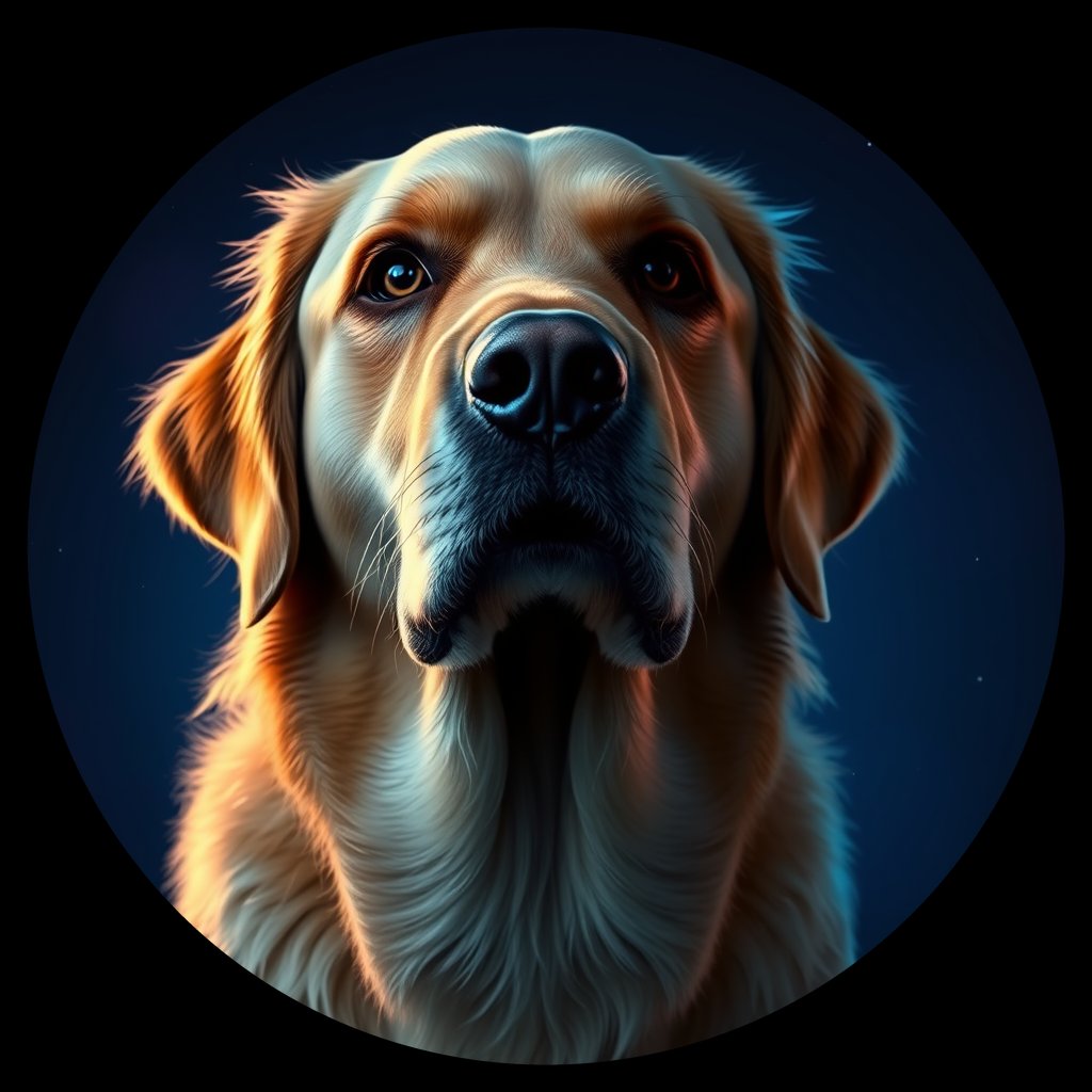 Cosmic medallion portrait of PFZ4D08_PFZ4D08, a Golden Retriever