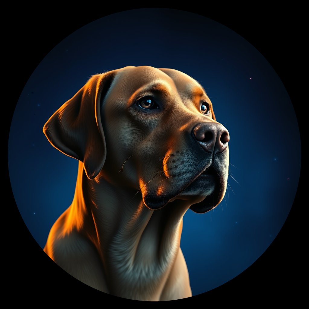 Cosmic medallion portrait of PFZ4D09_PFZ4D09, a Labrador Retriever