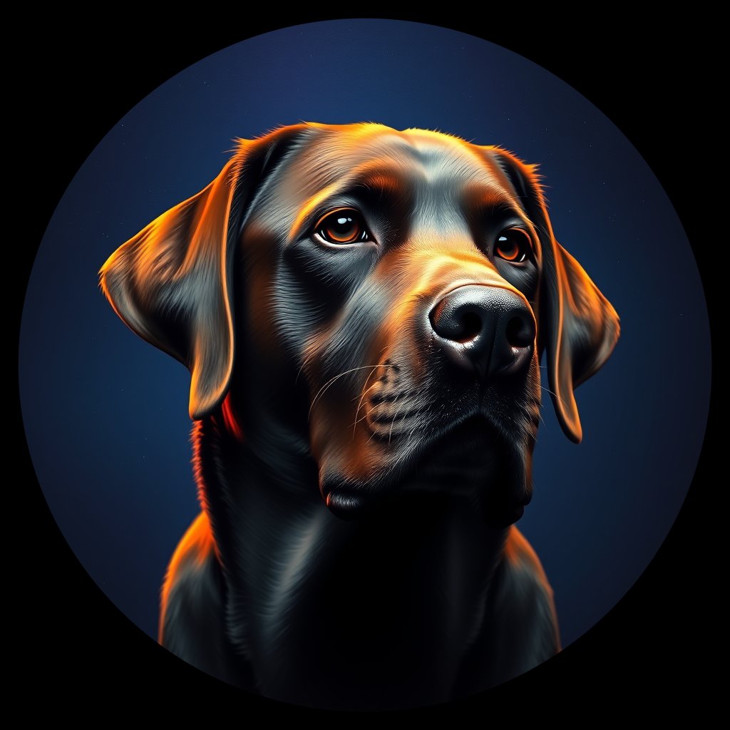 Cosmic medallion portrait of PFZ4E04_PFZ4E04, a Labrador Retriever