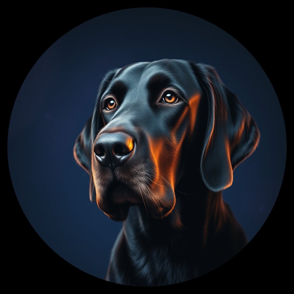 Cosmic medallion portrait of PFZ4E05_PFZ4E05, a Gordon Setter