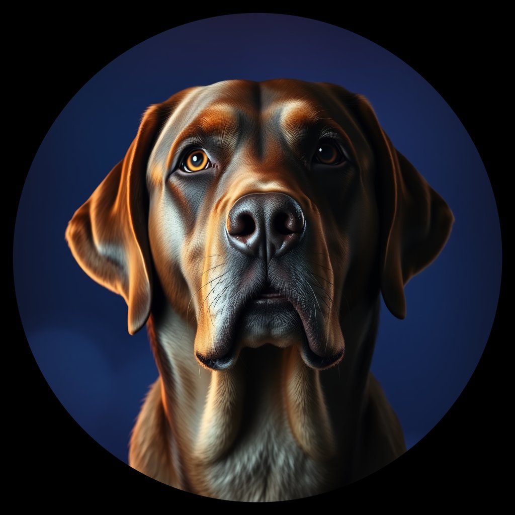 Cosmic medallion portrait of PFZ4E06_PFZ4E06, a Labrador Retriever
