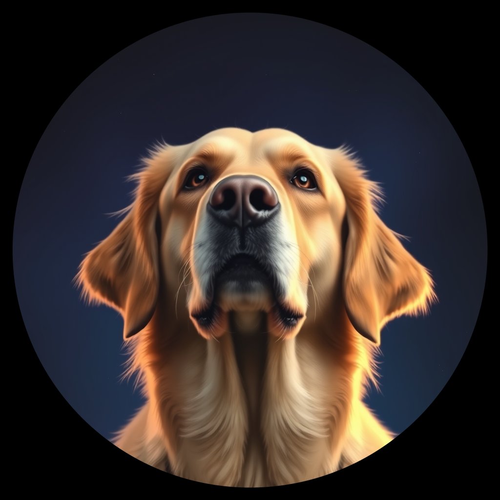 Cosmic medallion portrait of PFZ4E07_PFZ4E07, a Golden Retriever