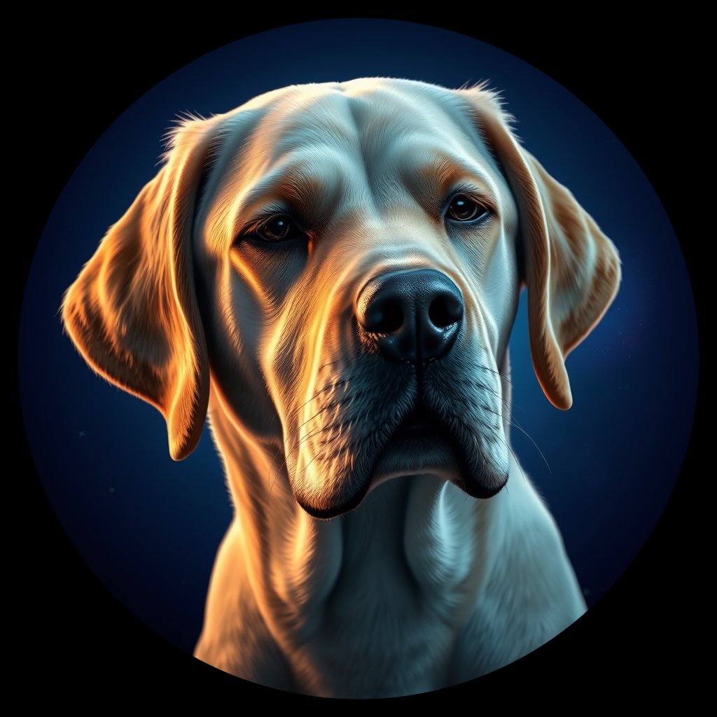 Cosmic medallion portrait of PFZ4E08_PFZ4E08, a Labrador Retriever