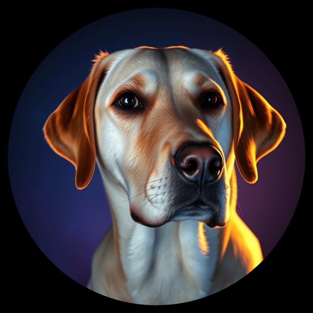Cosmic medallion portrait of PFZ4E11_PFZ4E11, a Labrador Retriever