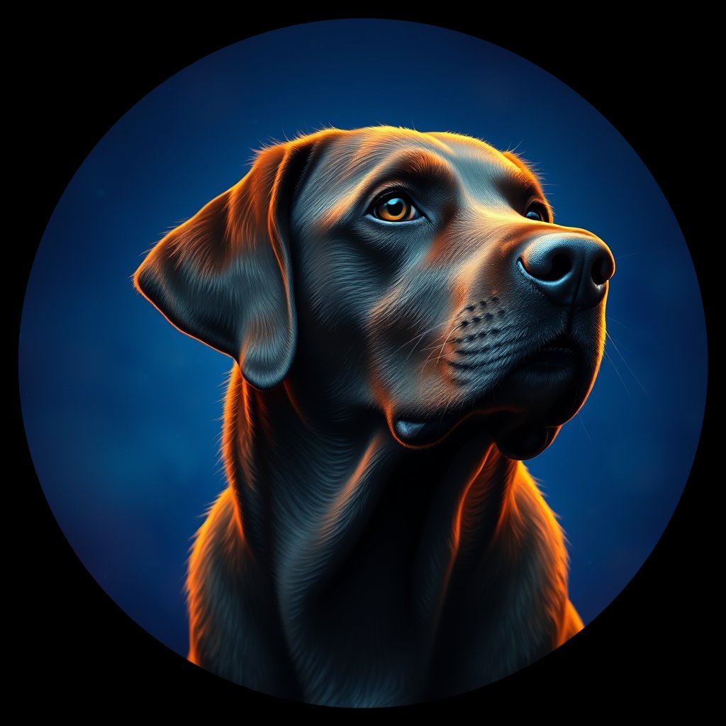 Cosmic medallion portrait of PFZ4F01_PFZ4F01, a Labrador Retriever