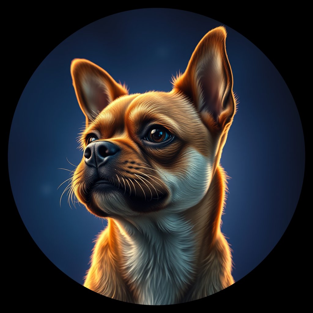 Cosmic medallion portrait of PFZ4F02_PFZ4F02, a Brussels Griffon
