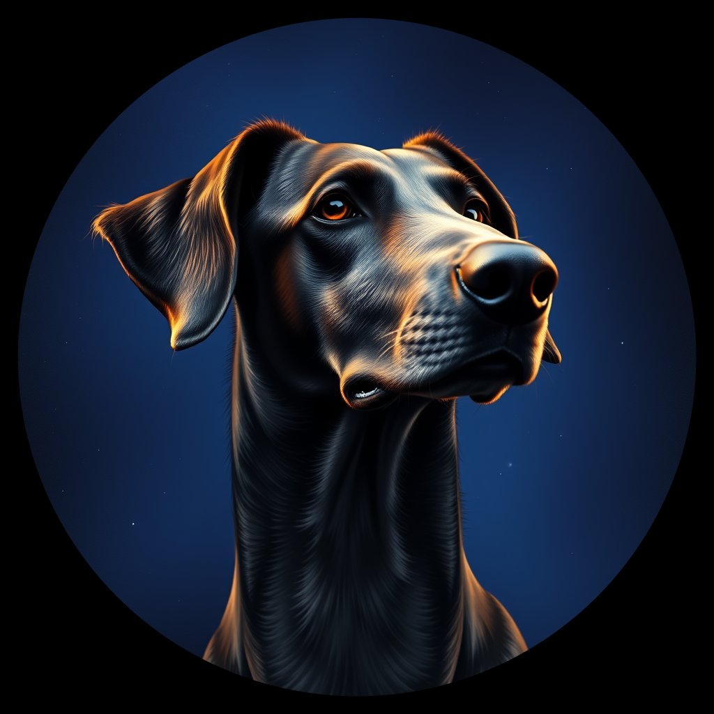 Cosmic medallion portrait of PFZ4F03_PFZ4F03, a Borzoi