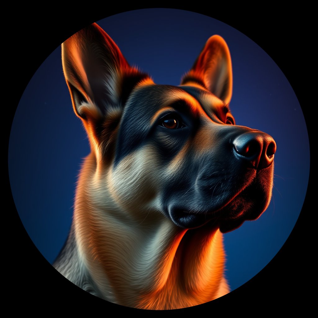 Cosmic medallion portrait of PFZ4F04_PFZ4F04, a German Shepherd