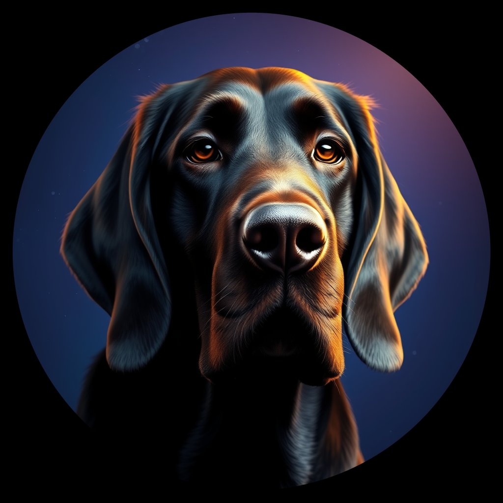 Cosmic medallion portrait of PFZ4F05_PFZ4F05, a Gordon Setter