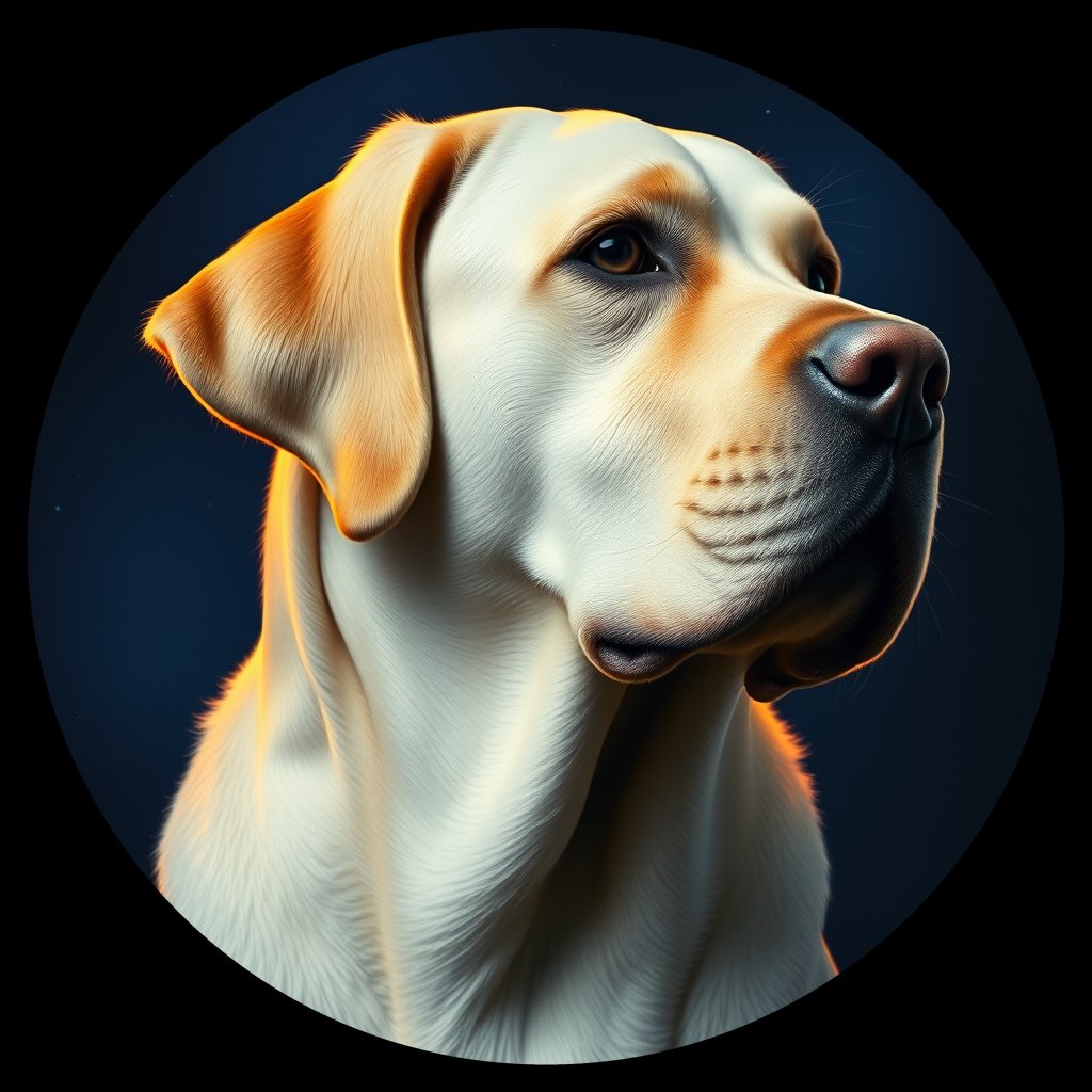 Cosmic medallion portrait of PFZ4F06_PFZ4F06, a Labrador Retriever