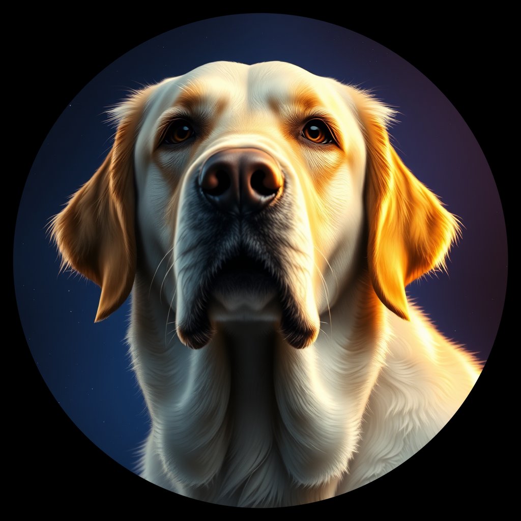 Cosmic medallion portrait of PFZ4F08_PFZ4F08, a Golden Retriever