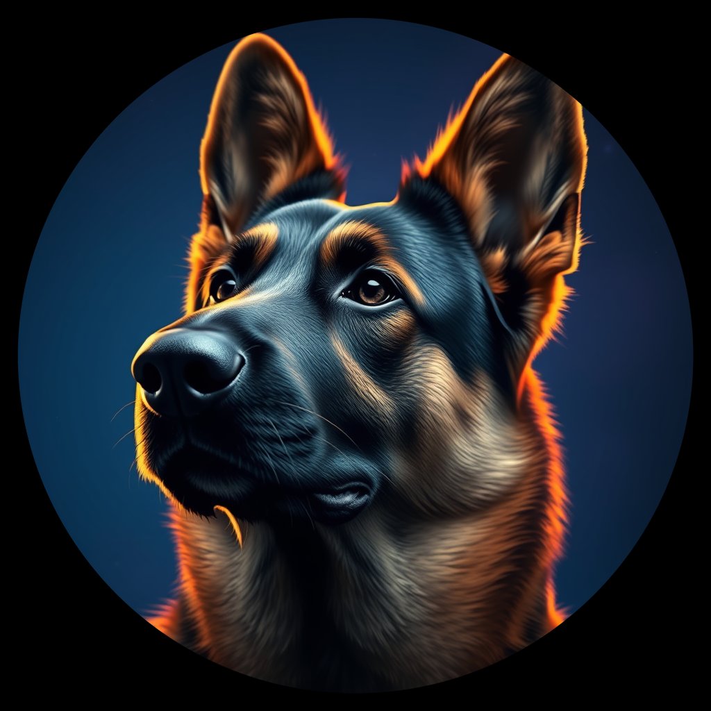Cosmic medallion portrait of PFZ4F09_PFZ4F09, a German Shepherd