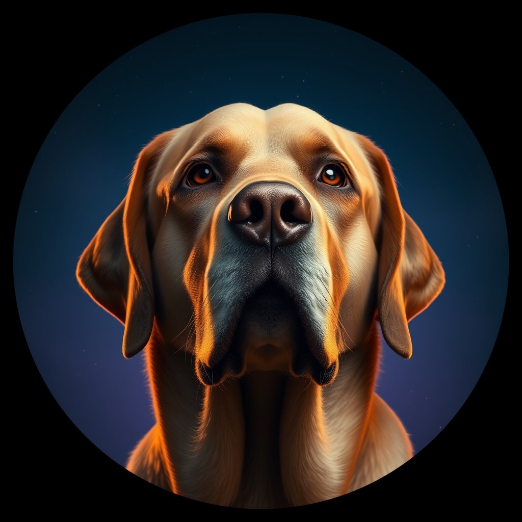 Cosmic medallion portrait of PFZ4F11_PFZ4F11, a Labrador Retriever