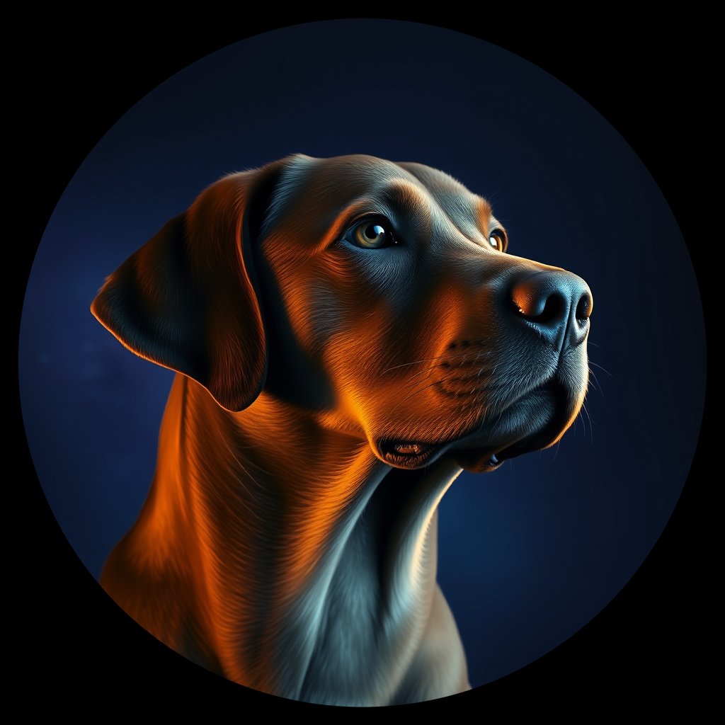 Cosmic medallion portrait of PFZ4F12_PFZ4F12, a Labrador Retriever
