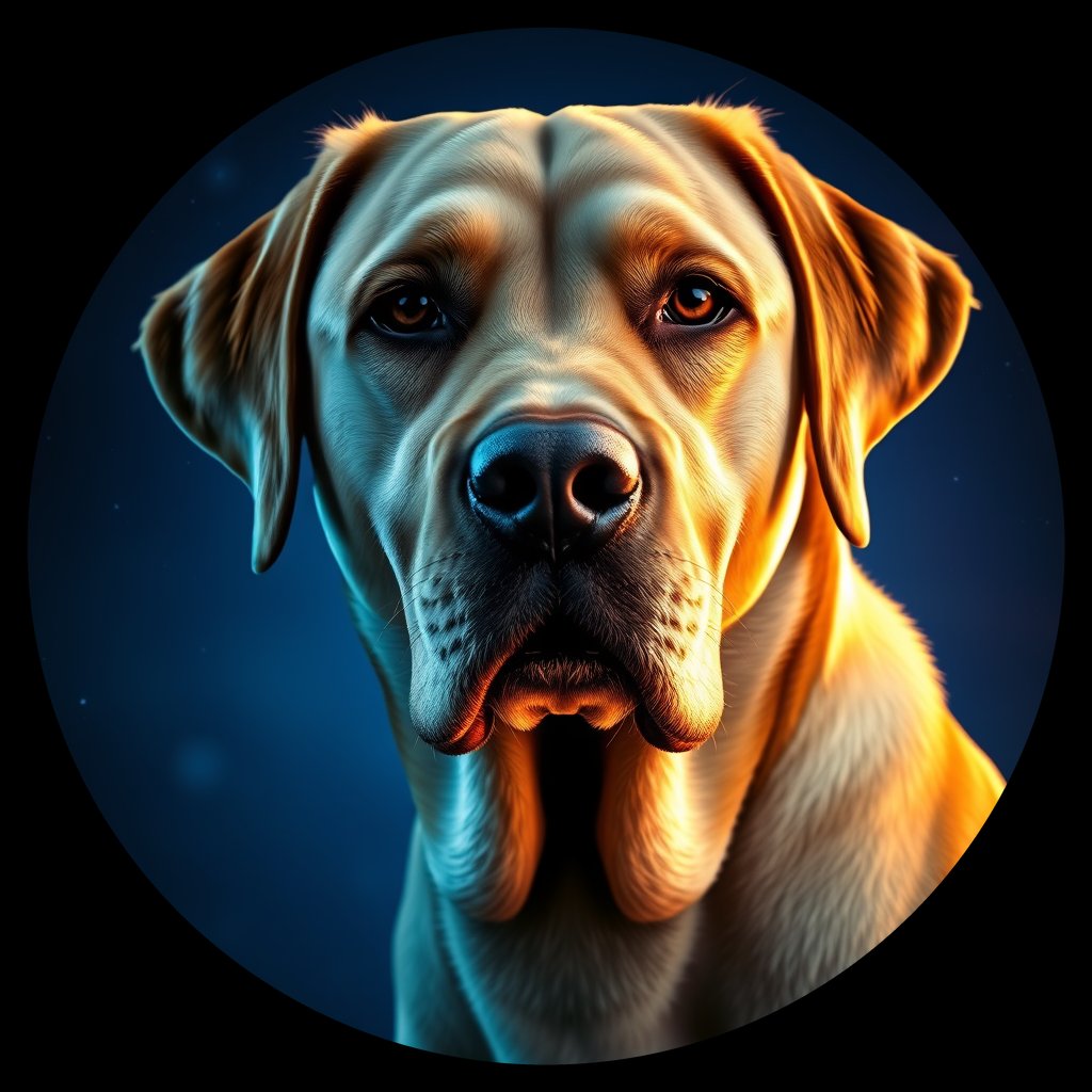 Cosmic medallion portrait of PFZ4G03_PFZ4G03, a Labrador Retriever