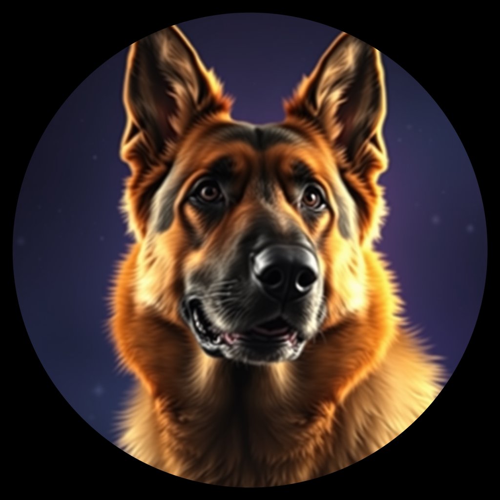 Cosmic medallion portrait of PFZ4G04_PFZ4G04, a German Shepherd