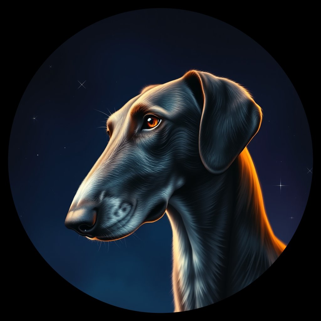 Cosmic medallion portrait of PFZ4G05_PFZ4G05, a Borzoi