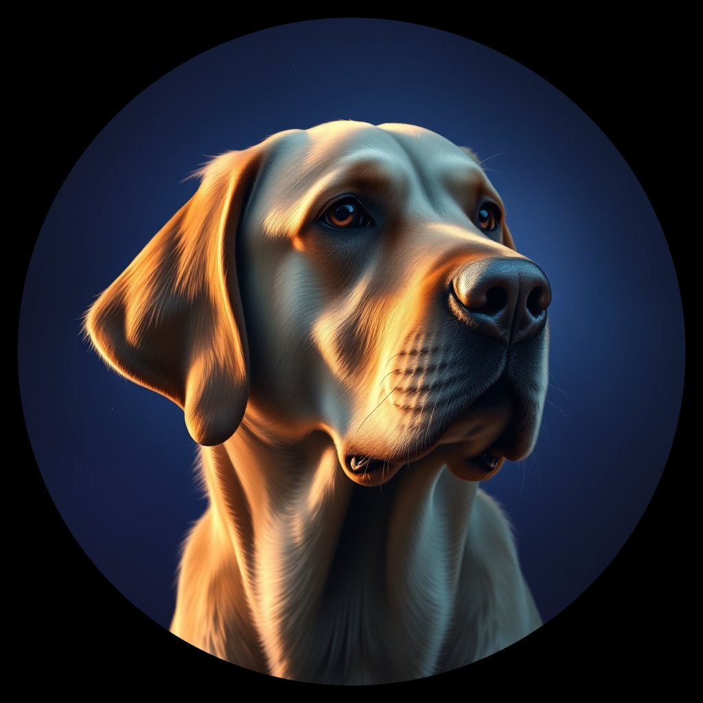 Cosmic medallion portrait of PFZ4G07_PFZ4G07, a Labrador Retriever