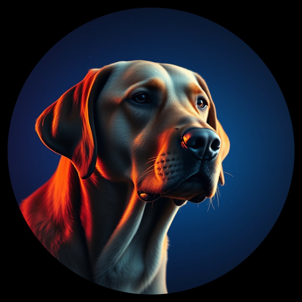 Cosmic medallion portrait of PFZ4G08_PFZ4G08, a Labrador Retriever
