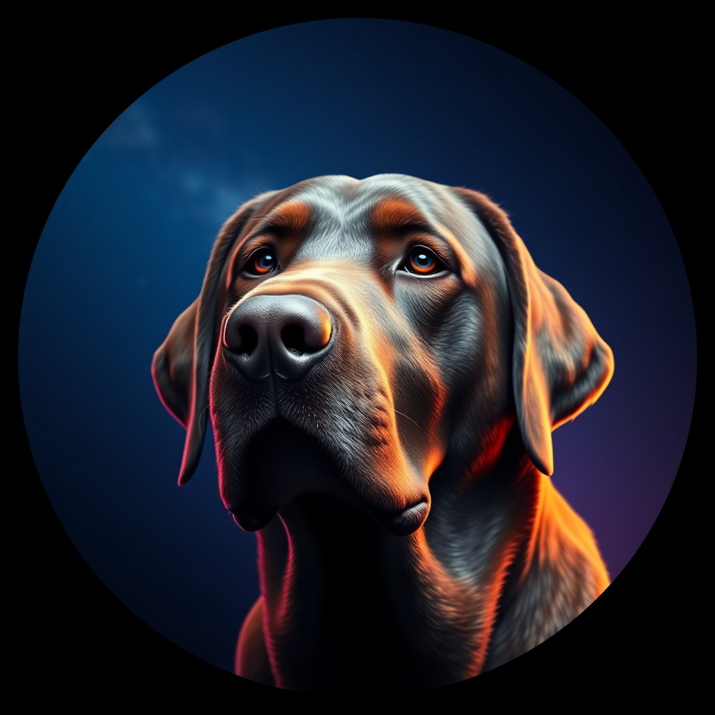 Cosmic medallion portrait of PFZ4G09_PFZ4G09, a Labrador Retriever
