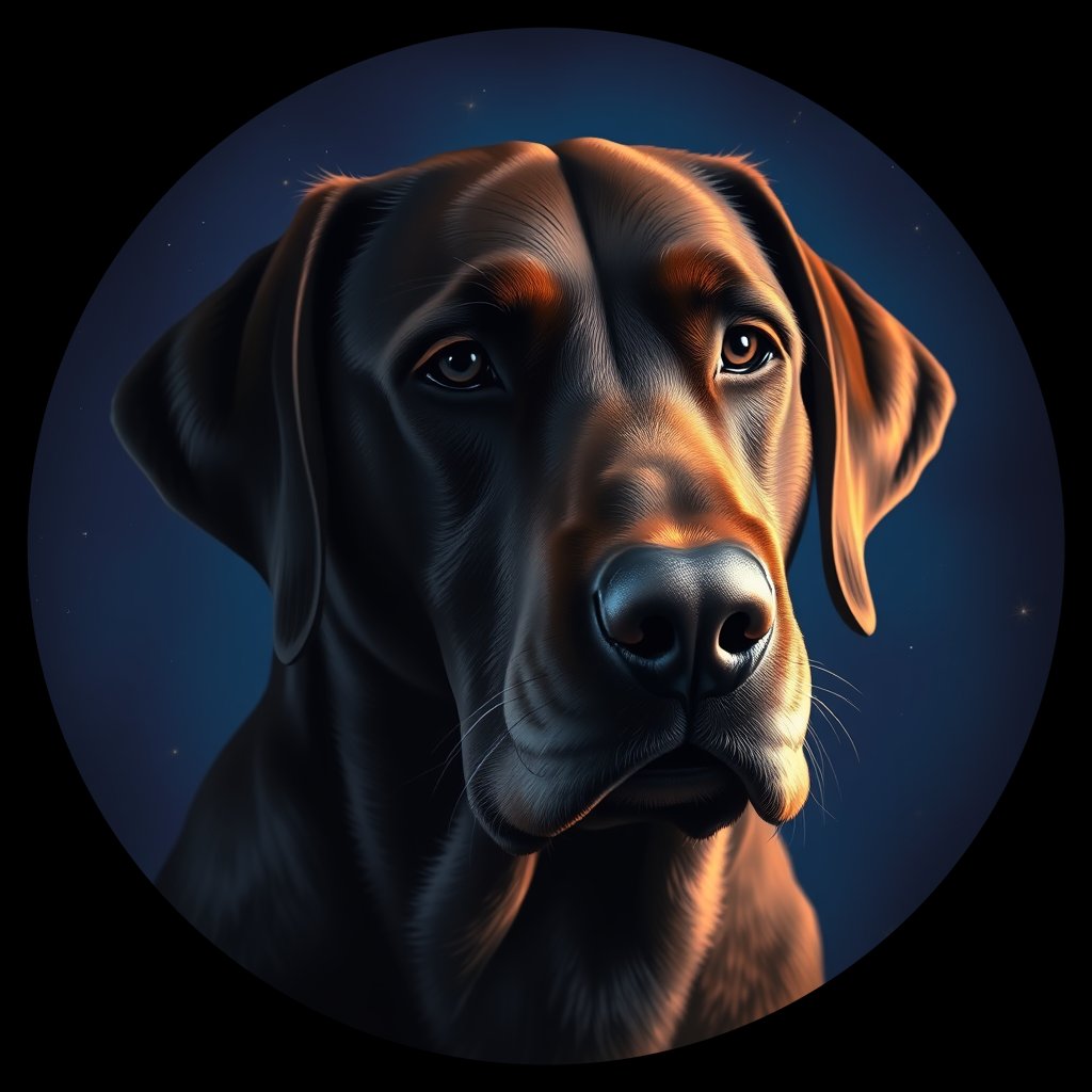 Cosmic medallion portrait of PFZ4G11_PFZ4G11, a Labrador Retriever