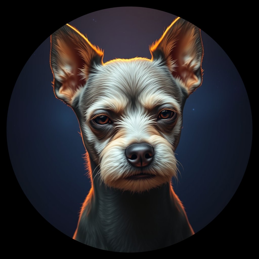 Cosmic medallion portrait of PFZ4H01_PFZ4H01, a Chinese Crested