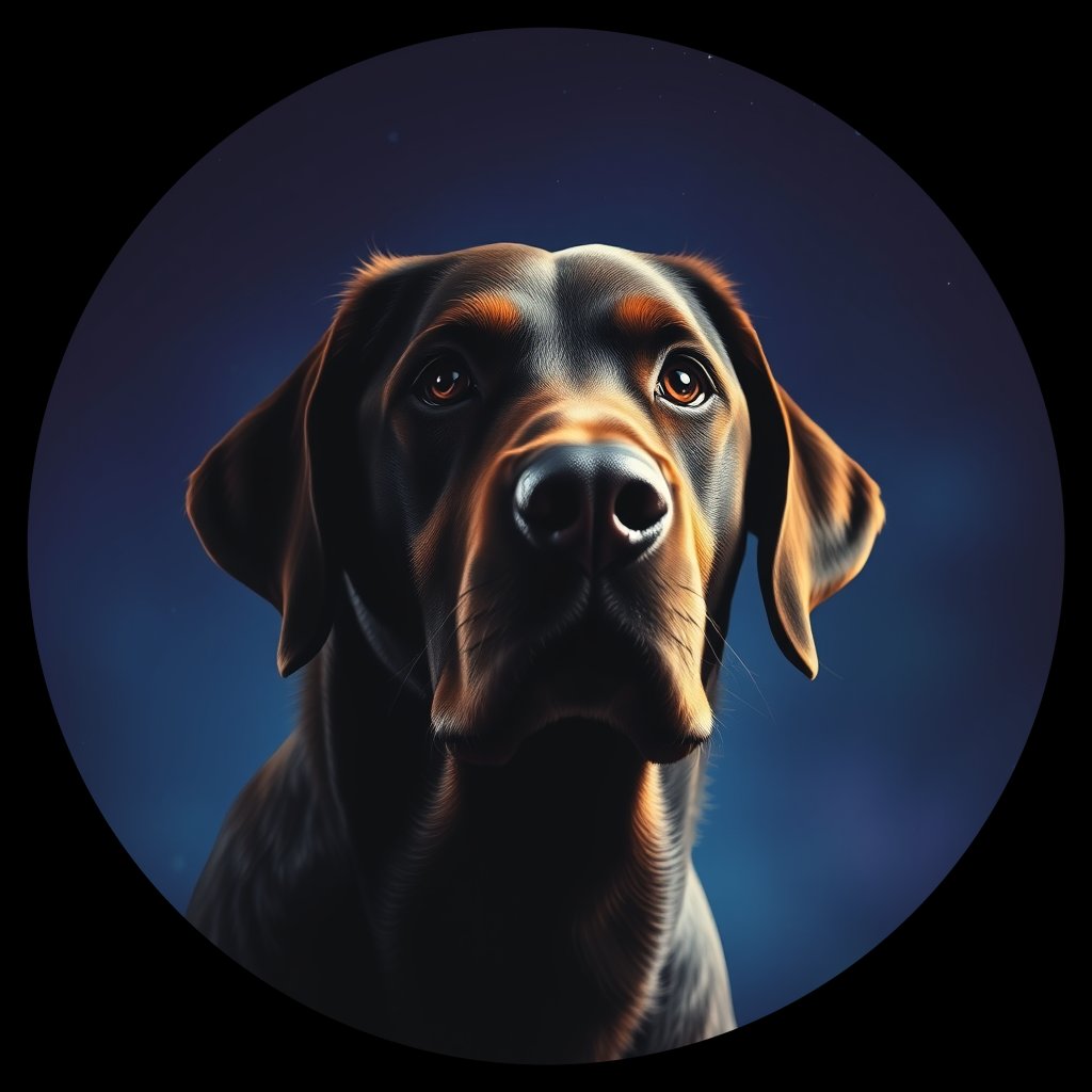 Cosmic medallion portrait of PFZ4H03_PFZ4H03, a Labrador Retriever