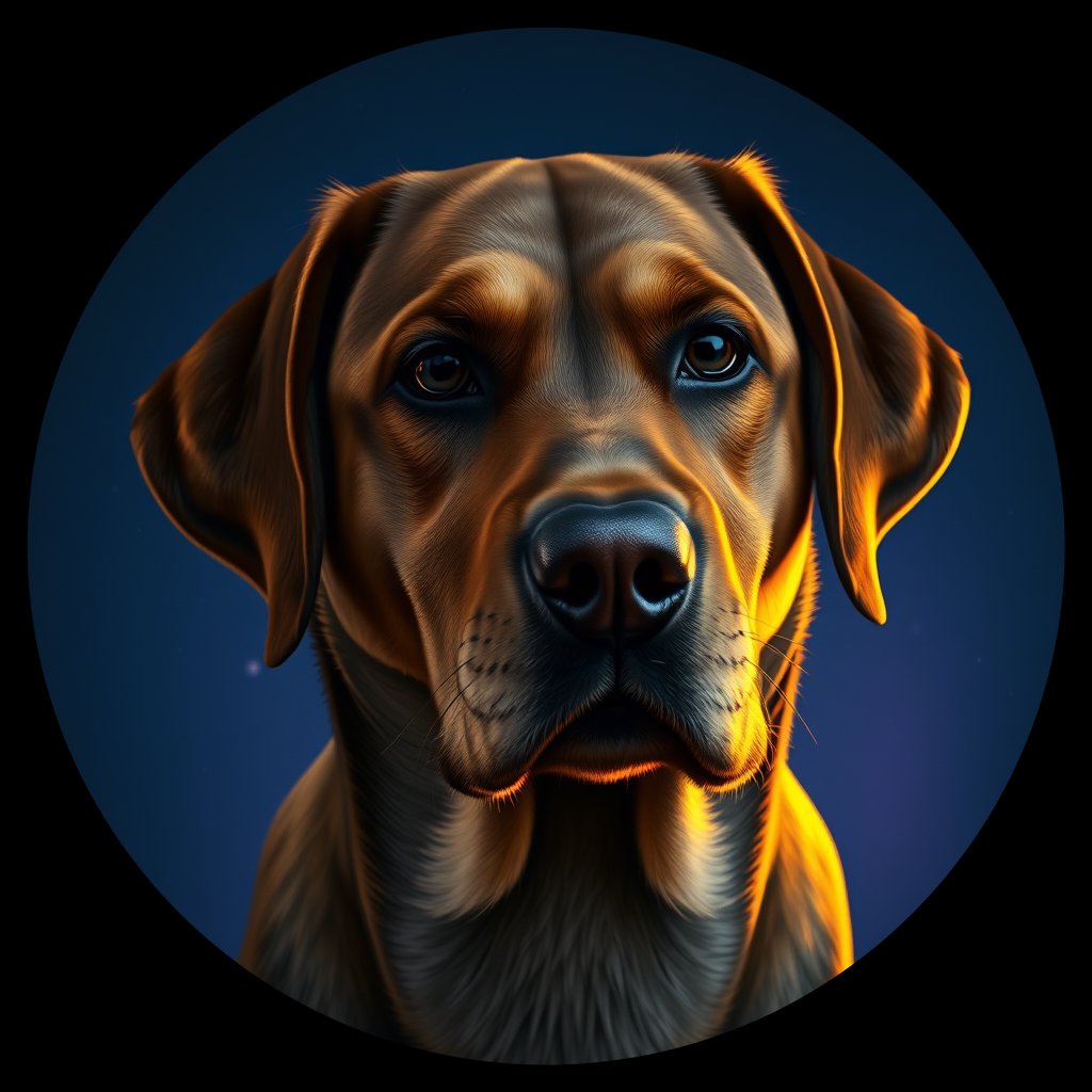 Cosmic medallion portrait of PFZ4H06_PFZ4H06, a Labrador Retriever