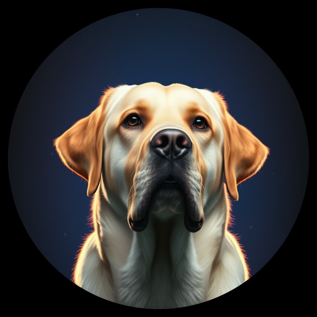 Cosmic medallion portrait of PFZ4H07_PFZ4H07, a Labrador Retriever
