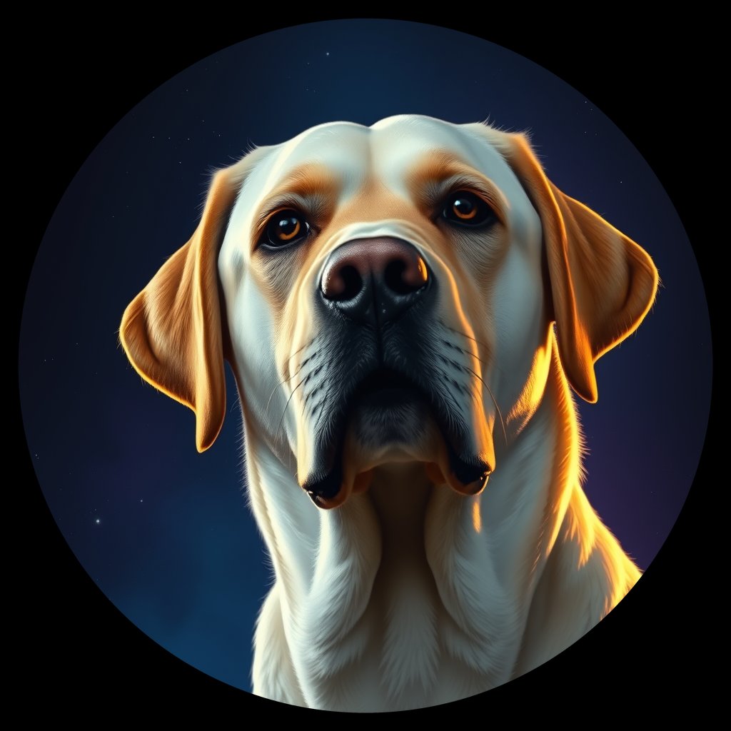 Cosmic medallion portrait of PFZ4H08_PFZ4H08, a Labrador Retriever