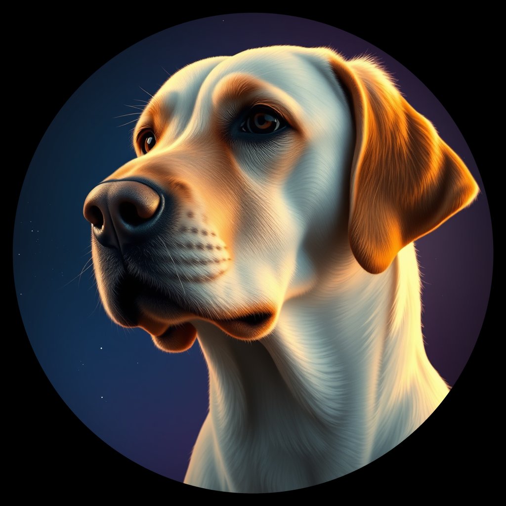 Cosmic medallion portrait of PFZ5A01_PFZ5A01, a Labrador Retriever