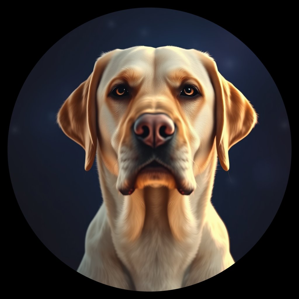 Cosmic medallion portrait of PFZ5A02_PFZ5A02, a Labrador Retriever