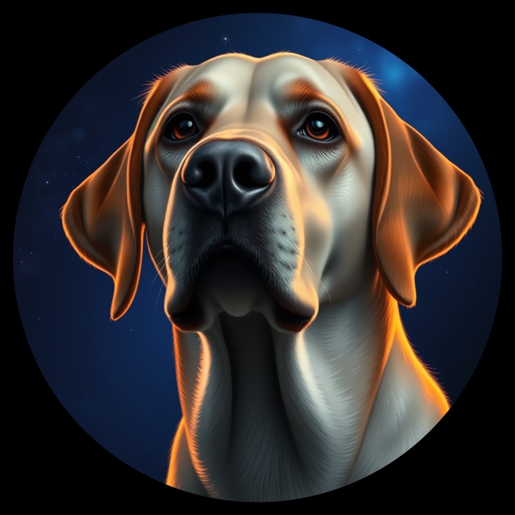Cosmic medallion portrait of PFZ5A03_PFZ5A03, a Labrador Retriever