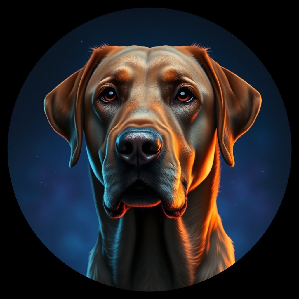 Cosmic medallion portrait of PFZ5A04_PFZ5A04, a Labrador Retriever