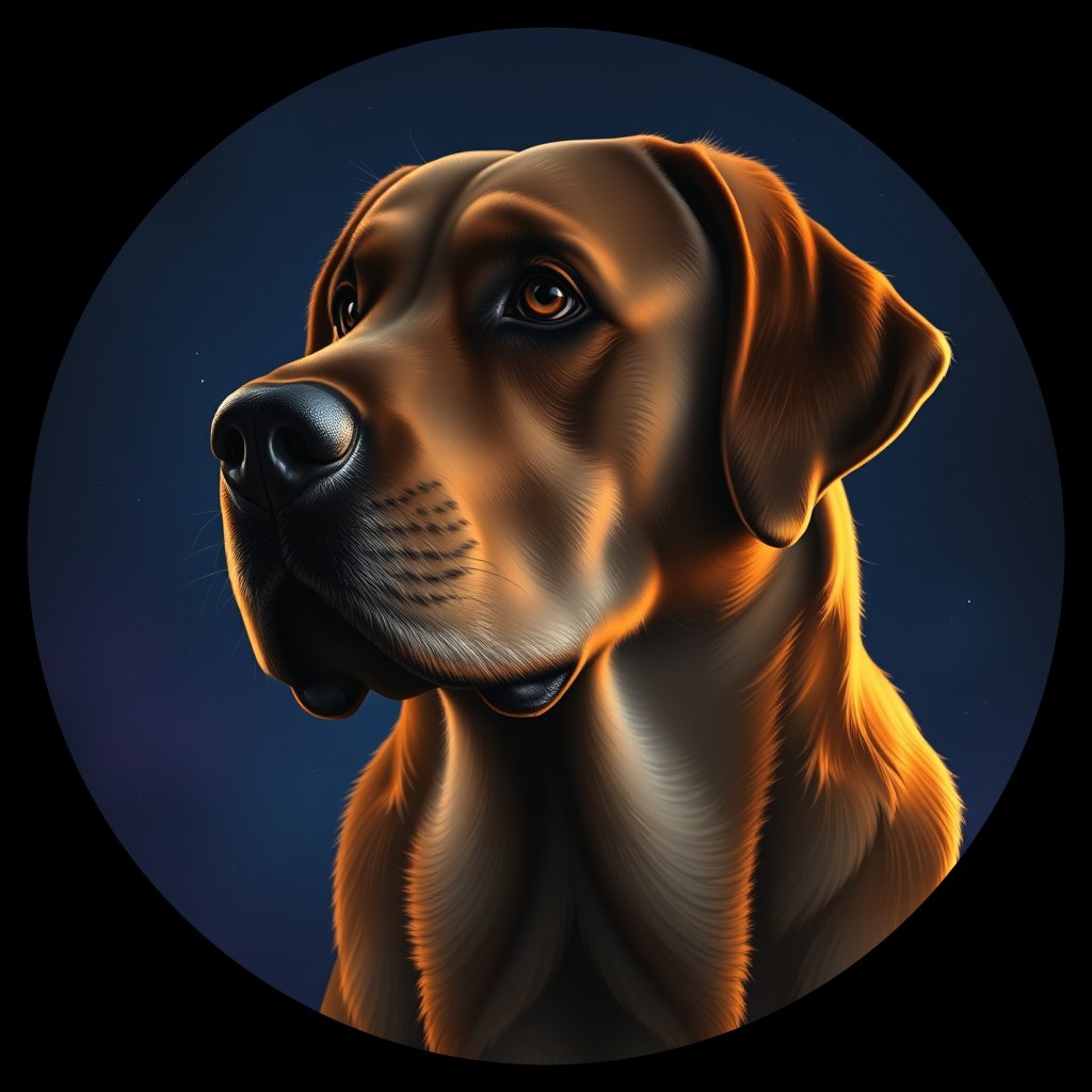 Cosmic medallion portrait of PFZ5A05_PFZ5A05, a Labrador Retriever