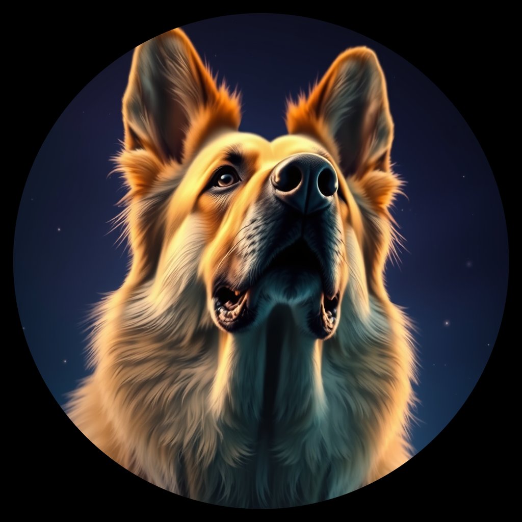 Cosmic medallion portrait of PFZ5A06_PFZ5A06, a German Shepherd