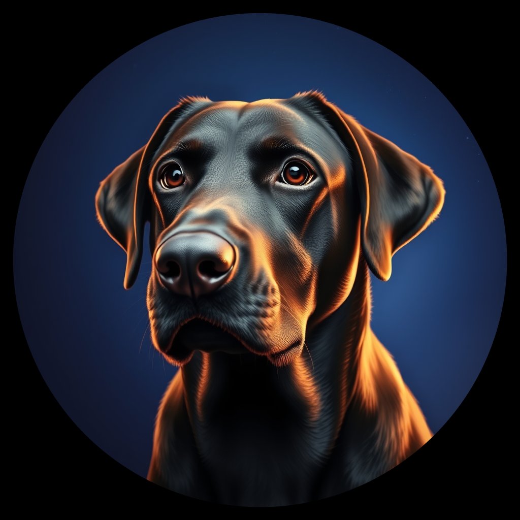 Cosmic medallion portrait of PFZ5A07_PFZ5A07, a Labrador Retriever