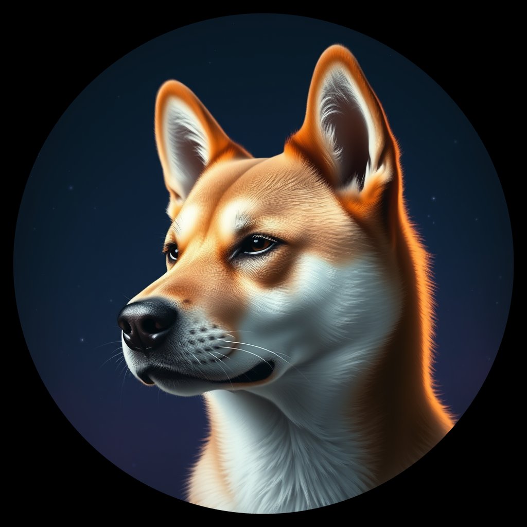 Cosmic medallion portrait of PFZ5A10_PFZ5A10, a Akita