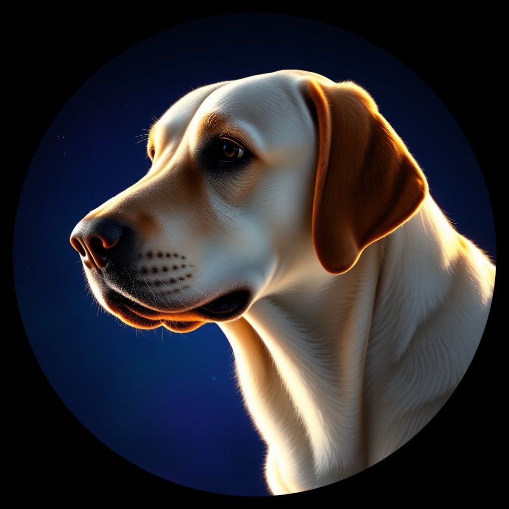 Cosmic medallion portrait of PFZ5B01_PFZ5B01, a Labrador Retriever