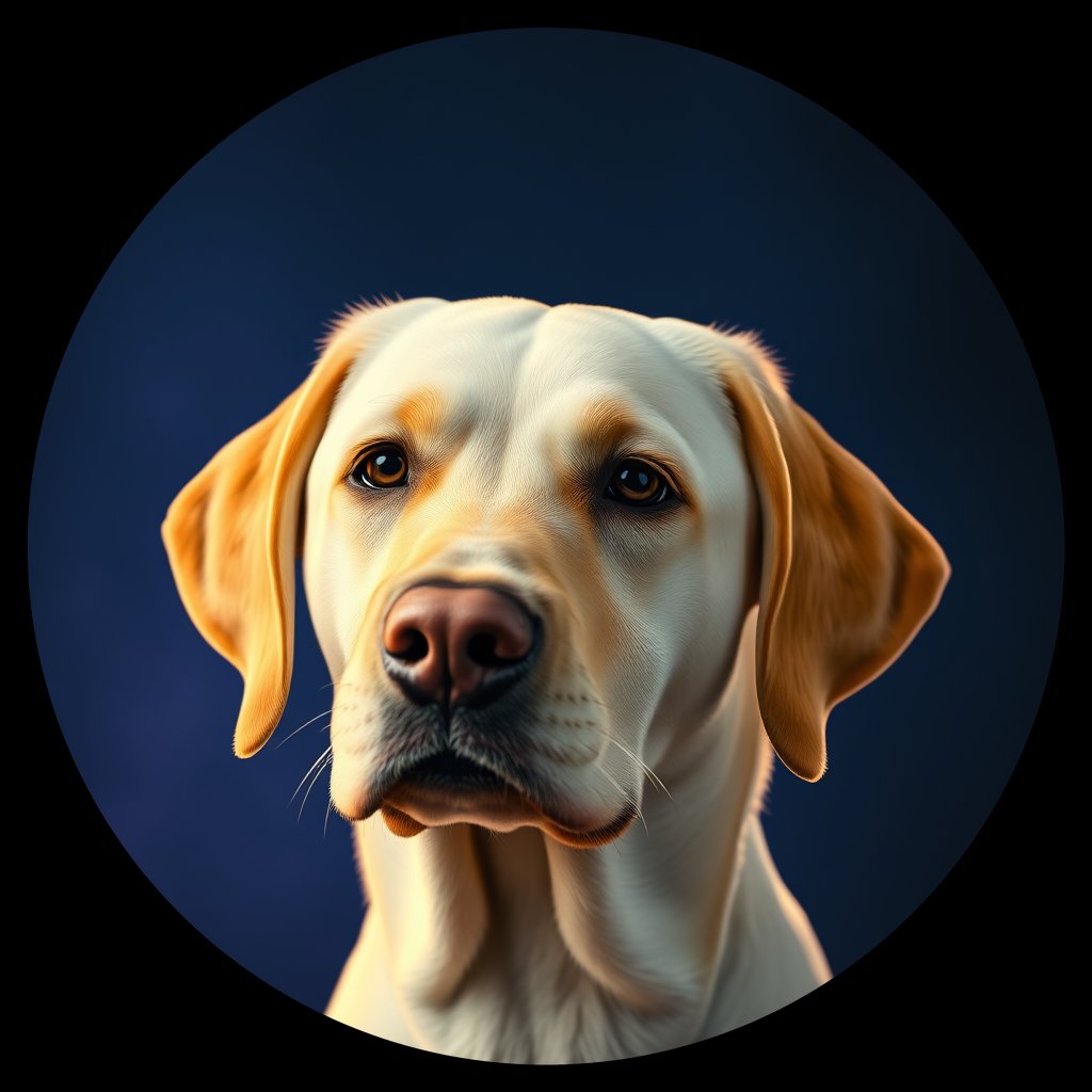 Cosmic medallion portrait of PFZ5B02_PFZ5B02, a Labrador Retriever