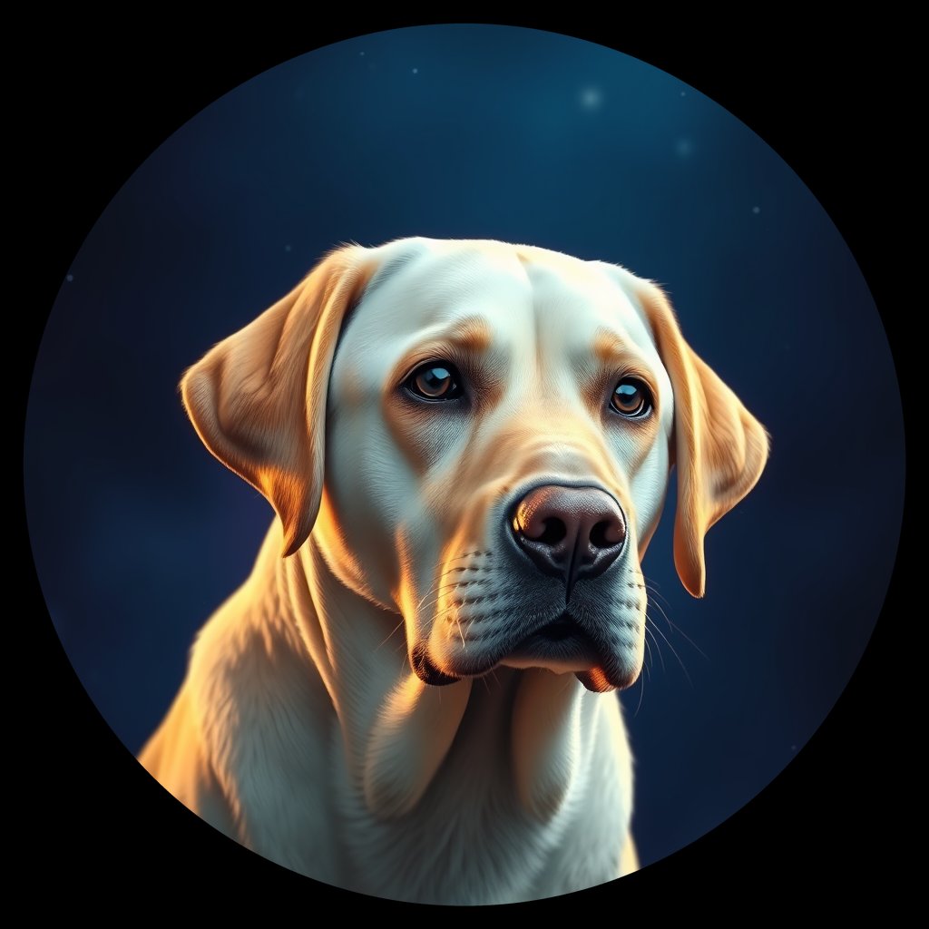Cosmic medallion portrait of PFZ5B03_PFZ5B03, a Labrador Retriever
