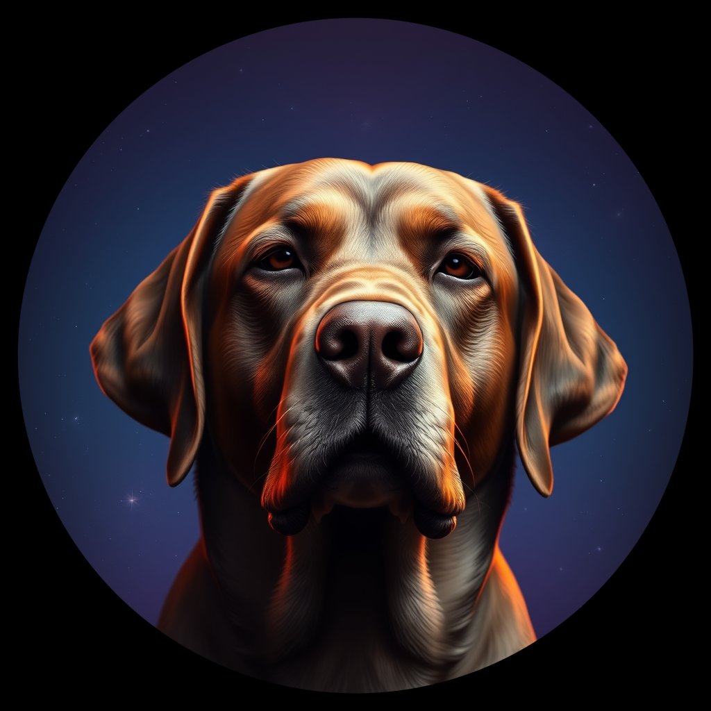 Cosmic medallion portrait of PFZ5B04_PFZ5B04, a Labrador Retriever