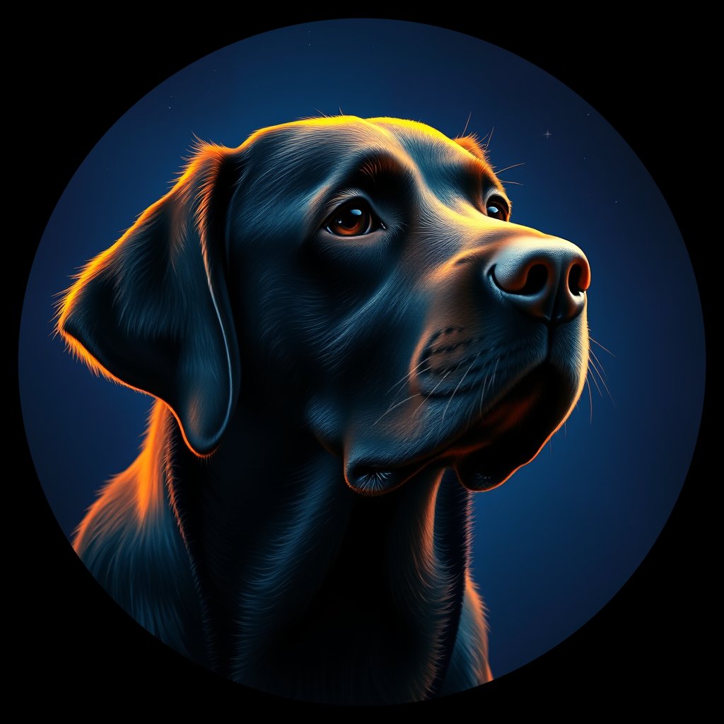 Cosmic medallion portrait of PFZ5B06_PFZ5B06, a Labrador Retriever