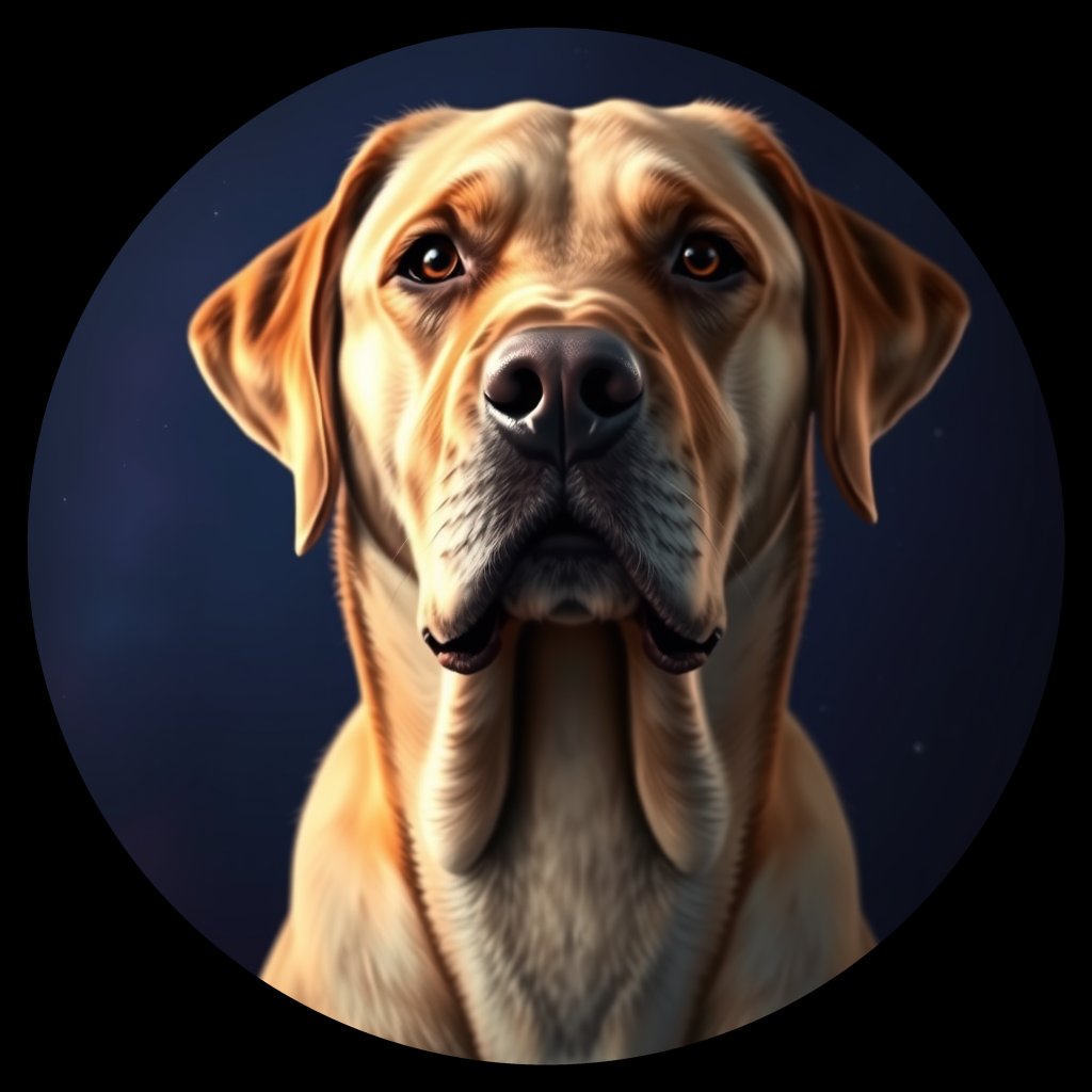 Cosmic medallion portrait of PFZ5B07_PFZ5B07, a Labrador Retriever