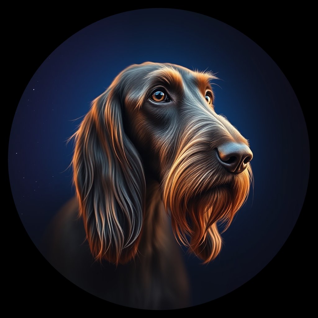 Cosmic medallion portrait of PFZ5B08_PFZ5B08, a Afghan Hound