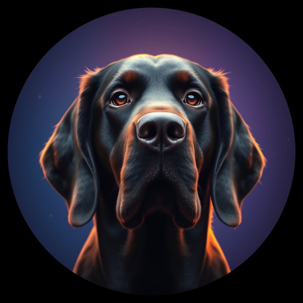 Cosmic medallion portrait of PFZ5B09_PFZ5B09, a Gordon Setter