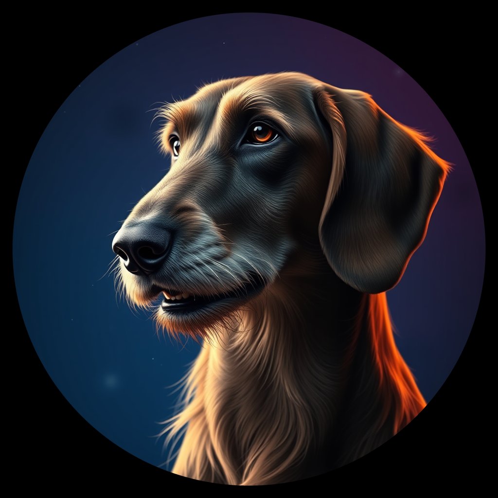 Cosmic medallion portrait of PFZ5B11_PFZ5B11, a Afghan Hound