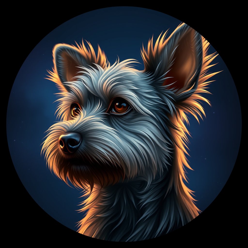 Cosmic medallion portrait of PFZ5B12_PFZ5B12, a Chinese Crested