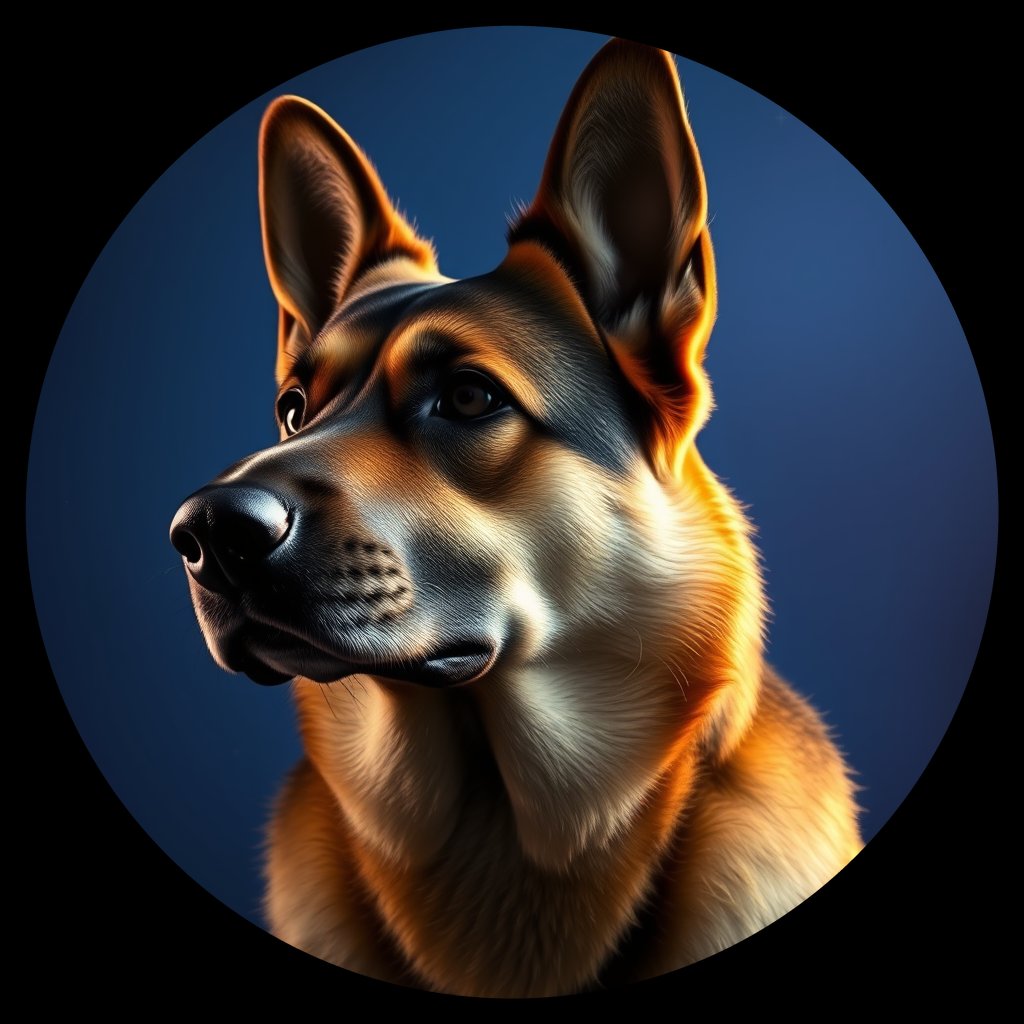 Cosmic medallion portrait of PFZ5C02_PFZ5C02, a German Shepherd